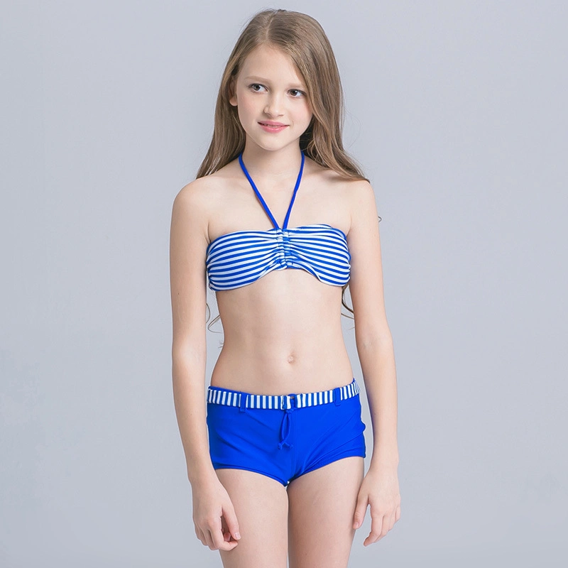 Teen Ages Children Swimsuit Bikini Wholesale Summer Fashion Beachwear Cute Girls Rainbow Swimsuit Bathing Suit Swimwear